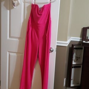 Express Hot Pink Strapless jumpsuit